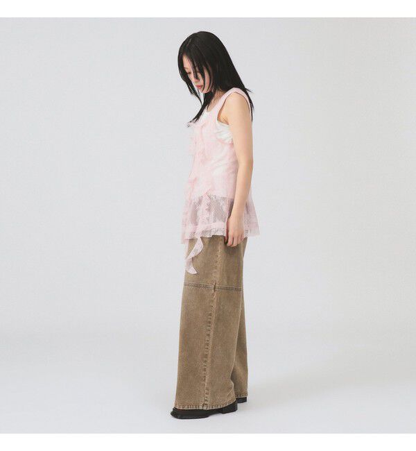 Ray BEAMS 「ブリーチ デニム ワイドパンツ」|デニム|