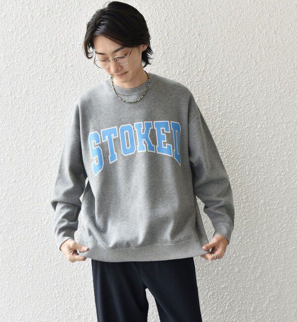 SHIPS any「【WEB限定】SHIPS any: 〈手洗い可能〉スウェット ライク カレッジ ロゴ クルーネック ニット◇」|スウェット・ジャージ|