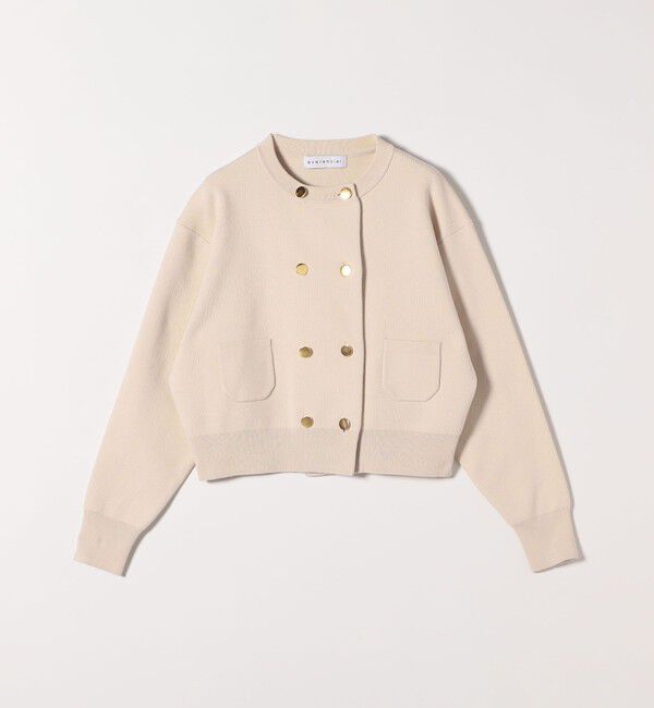 quaranciel「《一部追加予約》quaranciel:〈手洗い可能〉ノーカラー ダブル ボタン ジャケット カーディガン」|カーディガン|