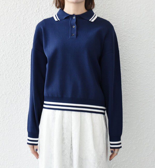 SHIPS any「SHIPS any:〈手洗い可能〉コットン ミックス ライン ポロニット プルオーバー」|ニット・セーター|