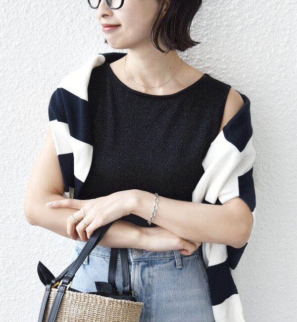 SHIPS for women「〈手洗い可能〉ラメ 2WAY ノースリーブ プルオーバー」|タンクトップ|