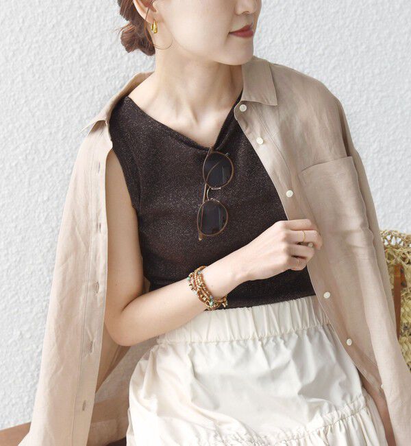 SHIPS for women「〈手洗い可能〉ラメ 2WAY ノースリーブ プルオーバー」|タンクトップ|