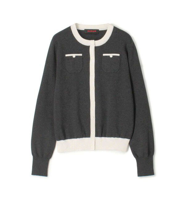 CABaN「コットンカシミヤ バイカラークルーネックカーディガン」|カーディガン|16 グレー系