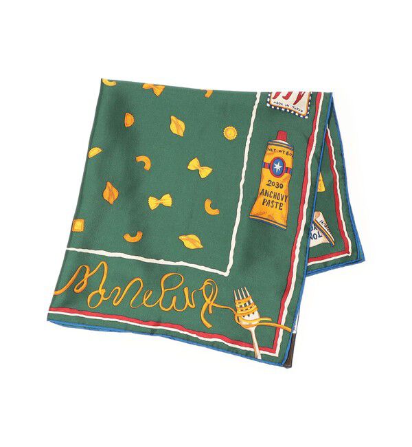 TOMORROWLAND GOODS「MANIPURI RAVIOLI シルクスカーフ」|バンダナ・スカーフ|56 グリーン系