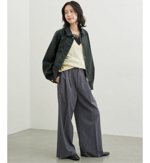 SLOBE IENA「《WEB限定/接触冷感/UVカット/吸水速乾/4サイズ展開/追加》ワイドスラックス」|スラックス|