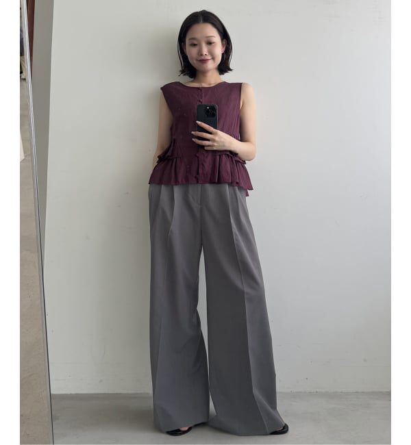 SLOBE IENA「《WEB限定/接触冷感/UVカット/吸水速乾/4サイズ展開/追加》ワイドスラックス」|スラックス|