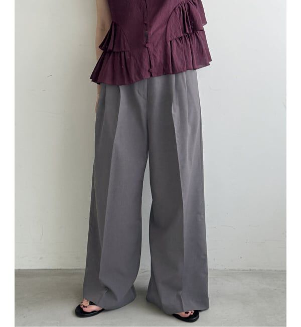 SLOBE IENA「《WEB限定/接触冷感/UVカット/吸水速乾/4サイズ展開/追加》ワイドスラックス」|スラックス|