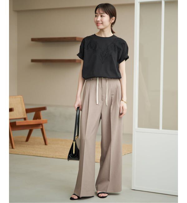 SLOBE IENA「《WEB限定/接触冷感/UVカット/吸水速乾/4サイズ展開/追加》ワイドスラックス」|スラックス|