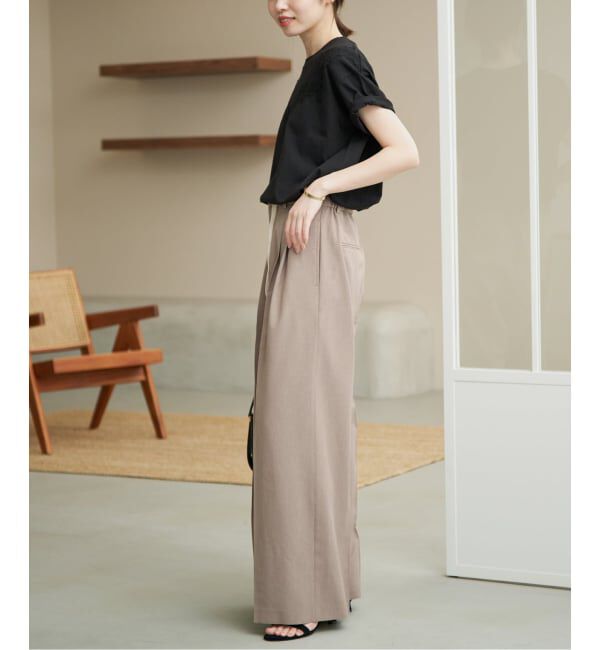 SLOBE IENA「《WEB限定/接触冷感/UVカット/吸水速乾/4サイズ展開/追加》ワイドスラックス」|スラックス|