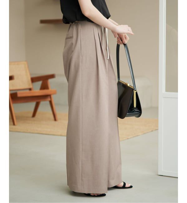 SLOBE IENA「《WEB限定/接触冷感/UVカット/吸水速乾/4サイズ展開/追加》ワイドスラックス」|スラックス|