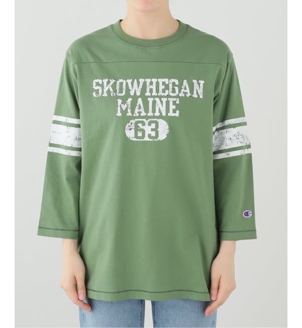 SLOBE IENA「Champion/チャンピオン 3/4 SLEEVE FOOTBALL T-SHIRT C3-E421」|Tシャツ・カットソー|グリーン