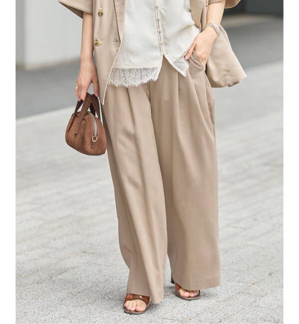 JOURNAL STANDARD「リネンライクロングスラブパンツ」|その他|ベージュ