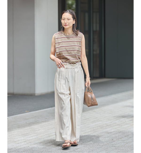 JOURNAL STANDARD「《追加2》汗ジミ防止天竺ボーダーノースリーブ」|Tシャツ・カットソー|
