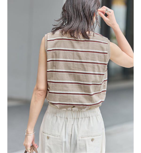 JOURNAL STANDARD「《追加2》汗ジミ防止天竺ボーダーノースリーブ」|Tシャツ・カットソー|