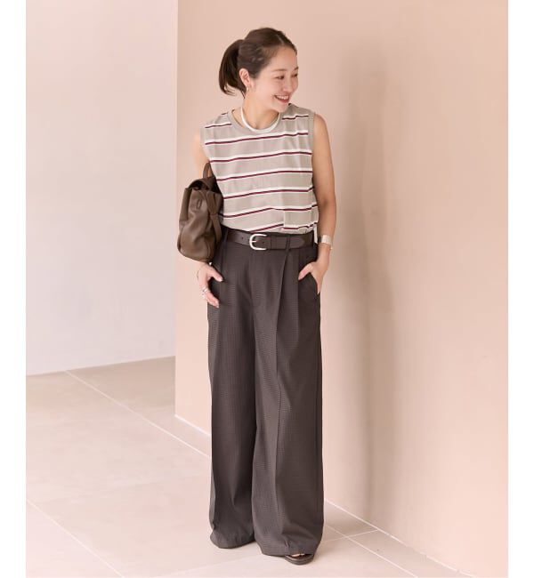 JOURNAL STANDARD「《追加2》汗ジミ防止天竺ボーダーノースリーブ」|Tシャツ・カットソー|