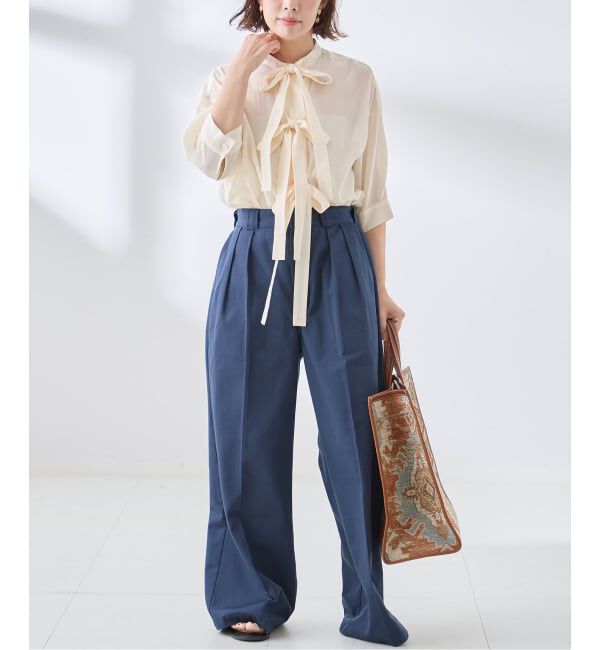 journal standard L'essage「シアーサテンリボンショートスリーブブラウス」|シャツ・ブラウス|