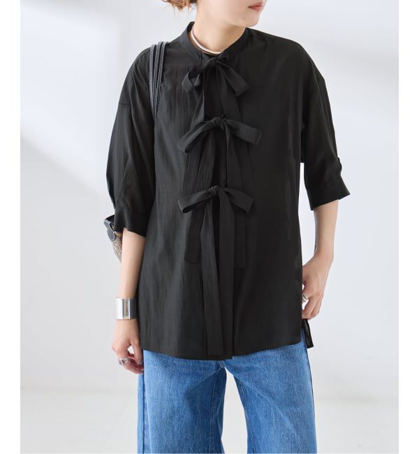 journal standard L'essage「シアーサテンリボンショートスリーブブラウス」|シャツ・ブラウス|