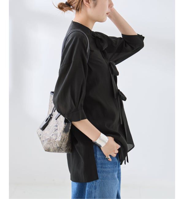 journal standard L'essage「シアーサテンリボンショートスリーブブラウス」|シャツ・ブラウス|