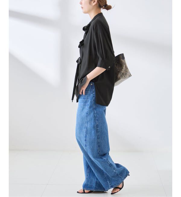 journal standard L'essage「シアーサテンリボンショートスリーブブラウス」|シャツ・ブラウス|