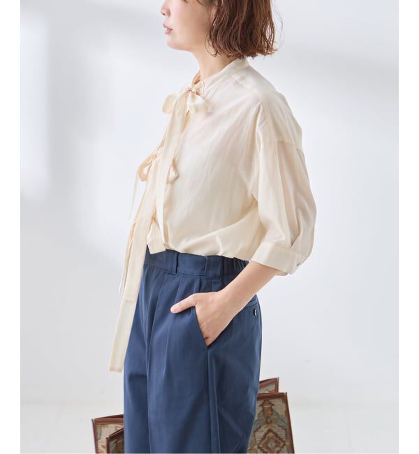 journal standard L'essage「シアーサテンリボンショートスリーブブラウス」|シャツ・ブラウス|