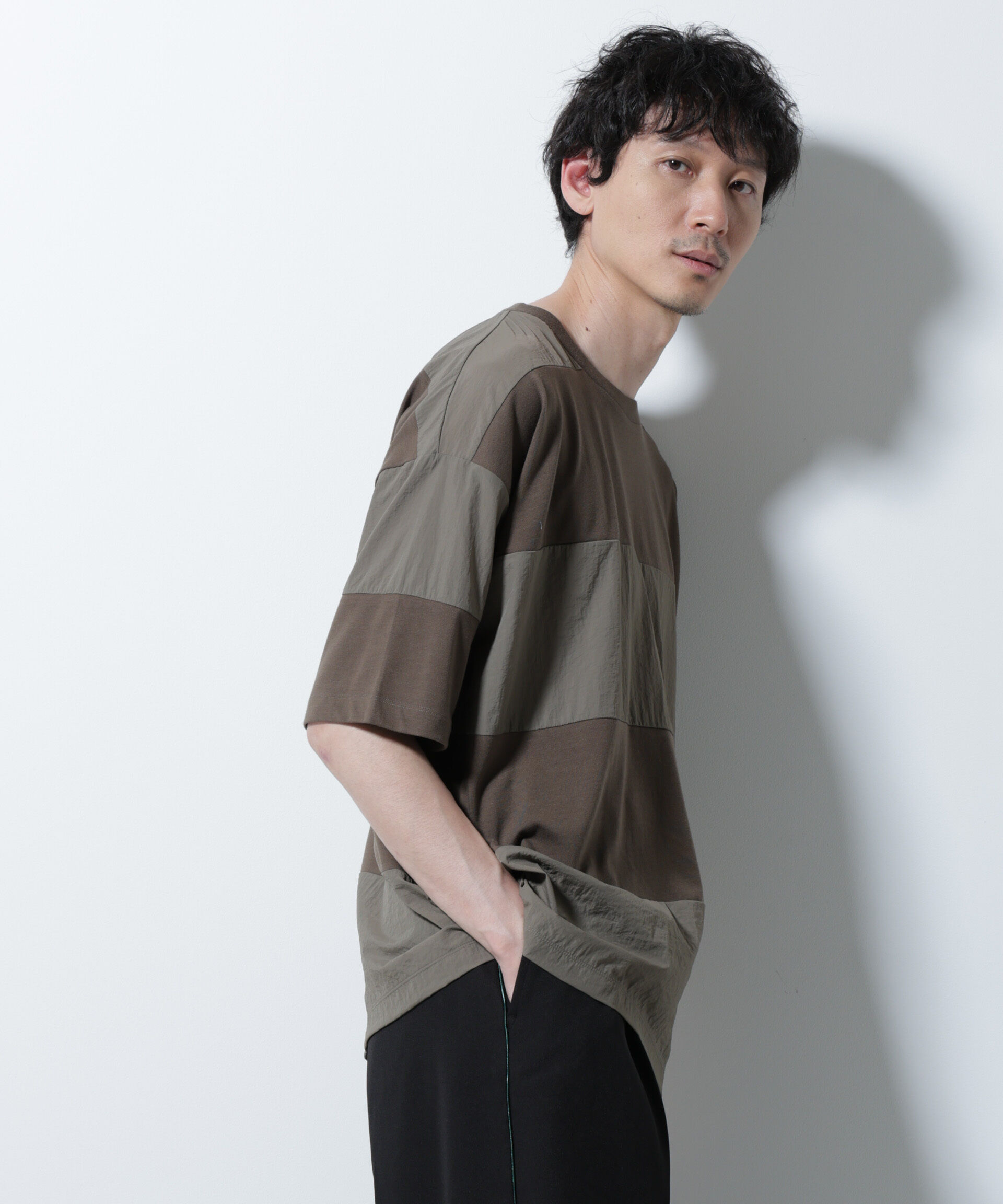 NANO universe「リラックス異素材ボーダーTシャツ 半袖」|Tシャツ・カットソー|