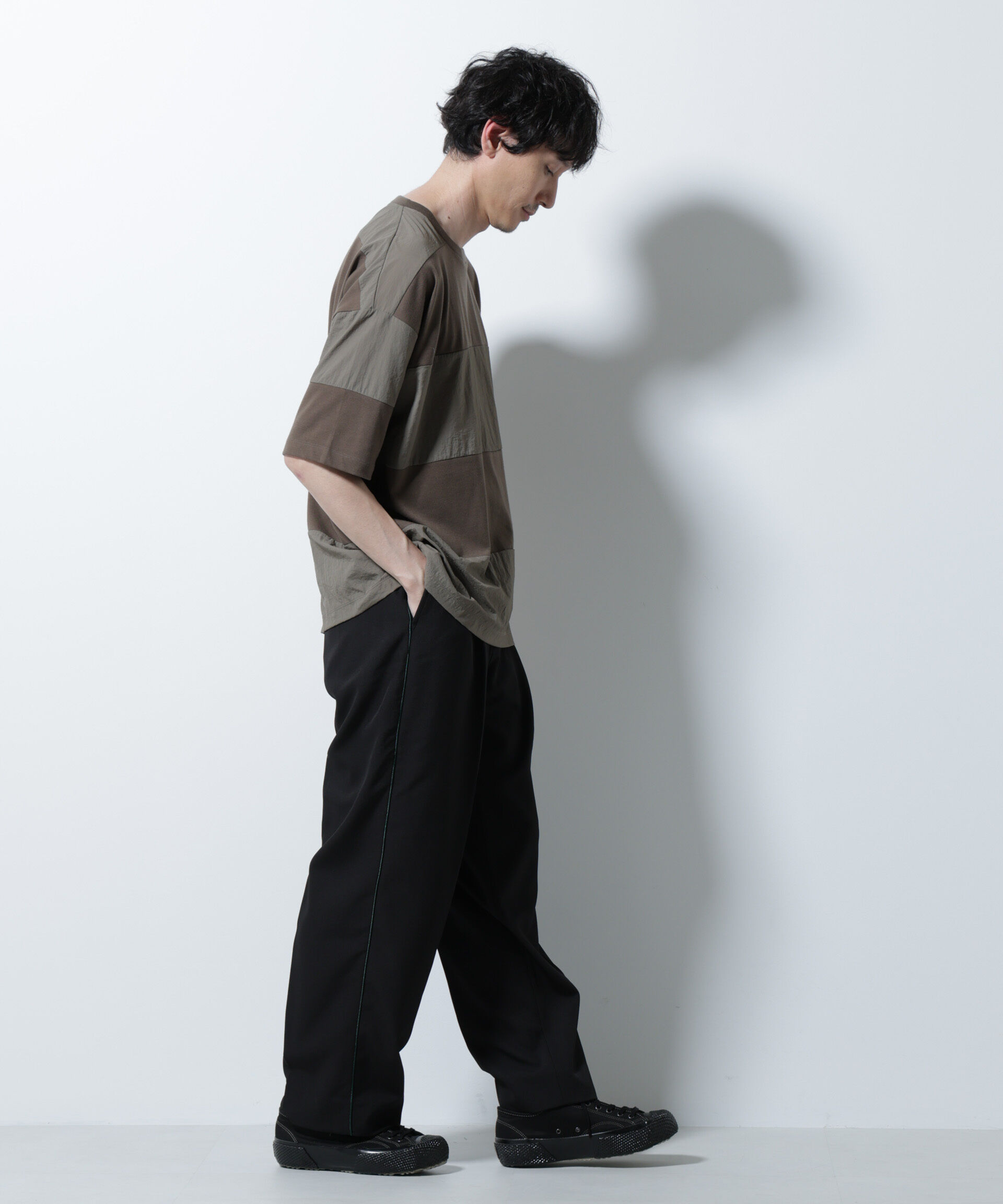 NANO universe「リラックス異素材ボーダーTシャツ 半袖」|Tシャツ・カットソー|
