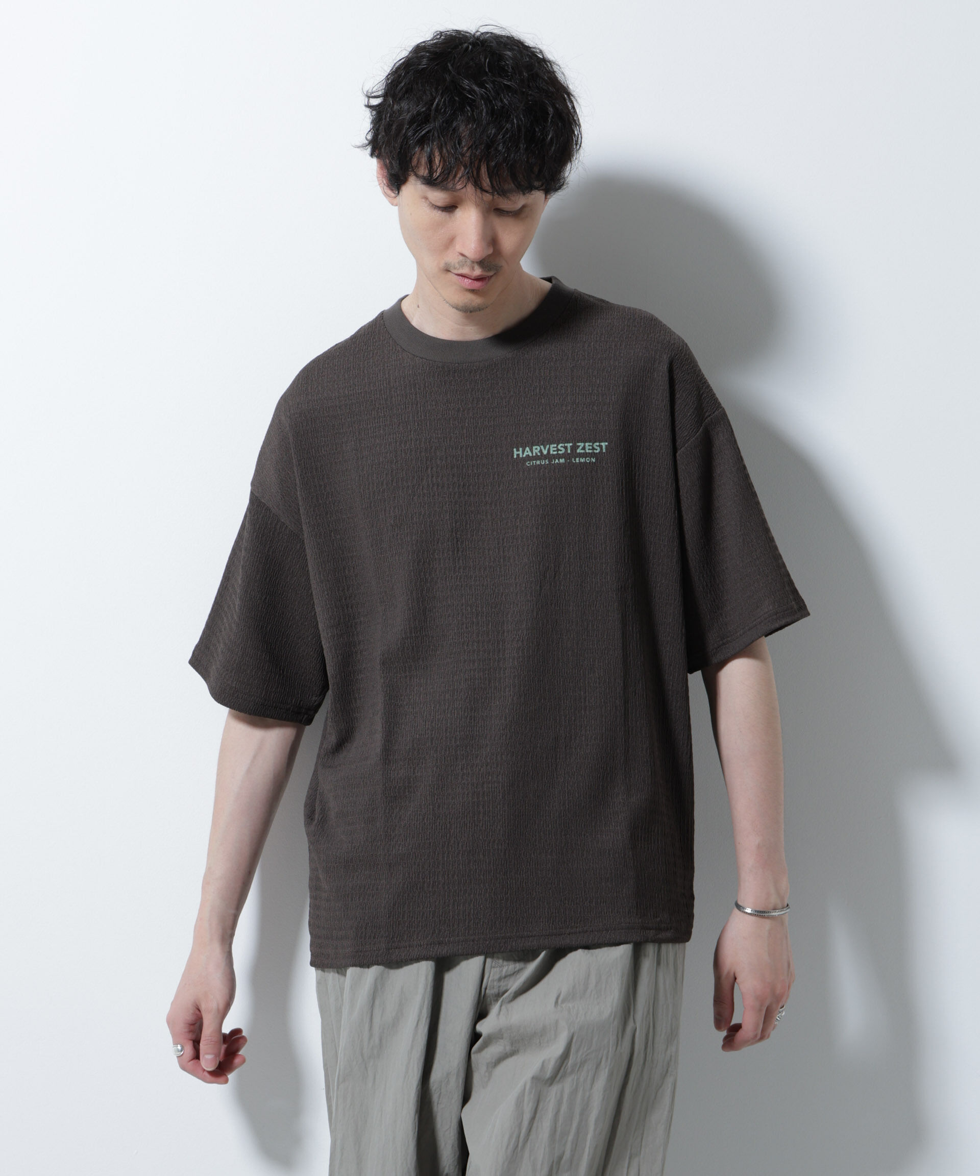 NANO universe「楊柳プリントTシャツ 半袖」|Tシャツ・カットソー|