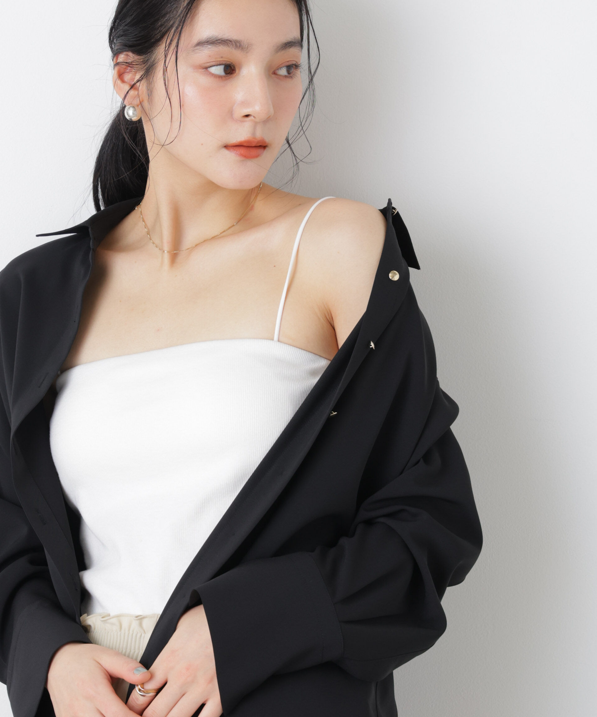 nano･universe「カップ付き2wayキャミベアトップ」|Tシャツ・カットソー|ホワイト