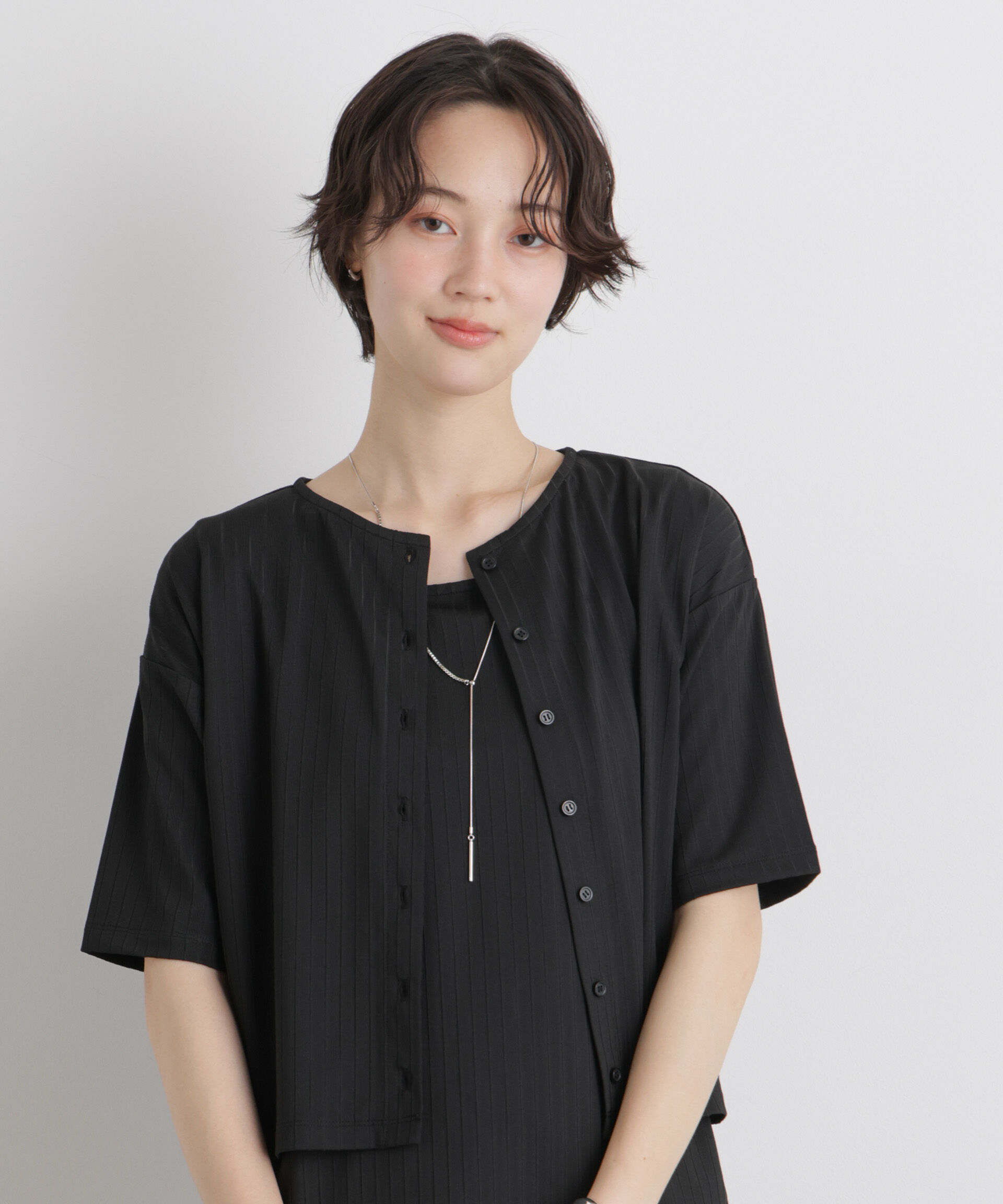 NANO universe「ｴｽﾃﾙﾜｲﾄﾞﾘﾌﾞ半袖ｶｰﾃﾞｨｶﾞﾝ&ﾀﾝｸｱﾝｻﾝﾌﾞﾙｾｯ」|Tシャツ・カットソー|