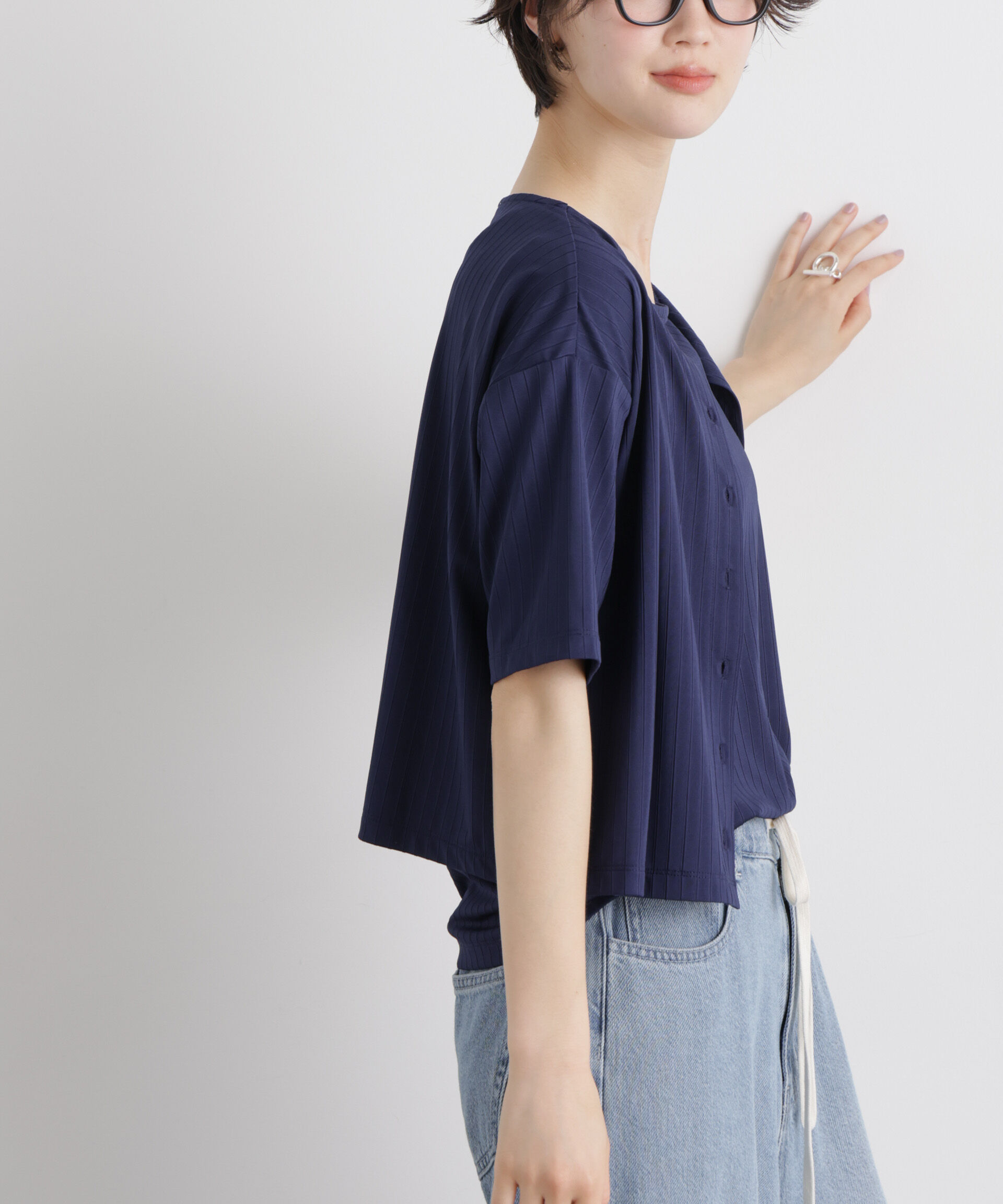 NANO universe「ｴｽﾃﾙﾜｲﾄﾞﾘﾌﾞ半袖ｶｰﾃﾞｨｶﾞﾝ&ﾀﾝｸｱﾝｻﾝﾌﾞﾙｾｯ」|Tシャツ・カットソー|
