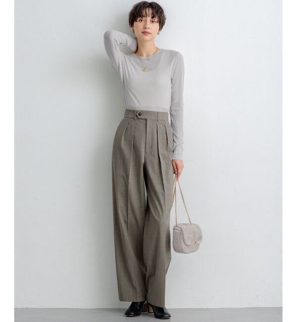 23区「【洗える】ドライ2WAYストレッチ チェック ワイドパンツ」|その他|