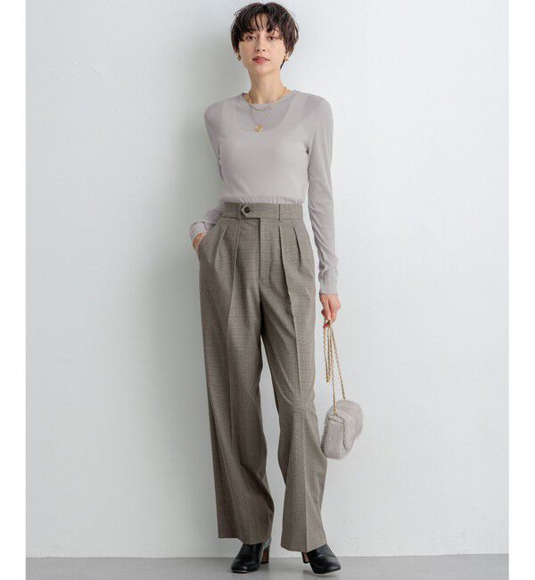 23区「【洗える】ドライ2WAYストレッチ チェック ワイドパンツ」|その他|
