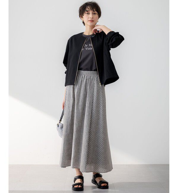23区「【洗える】リネンレーヨンストレッチ ブルゾン」|ブルゾン・スタジャン|