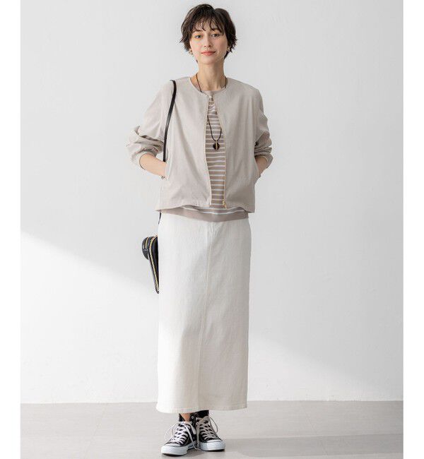 23区「【洗える】リネンレーヨンストレッチ ブルゾン」|ブルゾン・スタジャン|