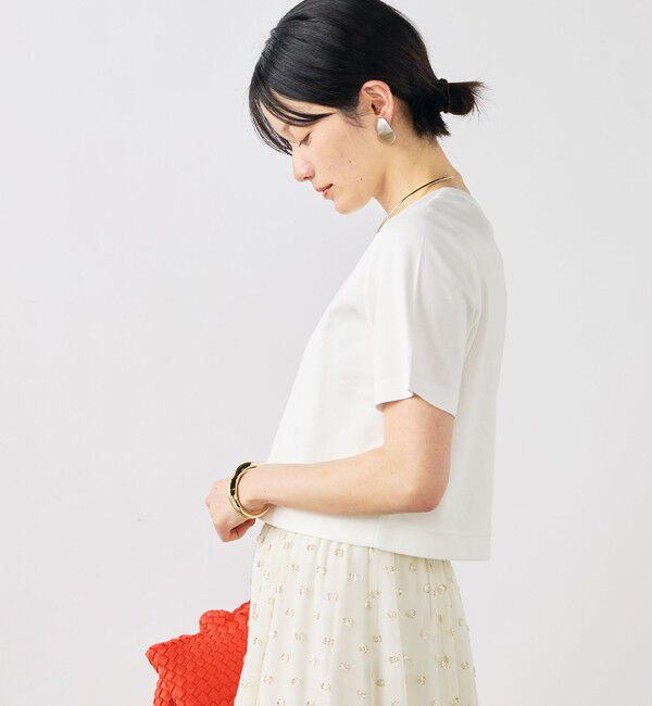 NOLLEY'S sophi「《撥水/汗染み軽減》ショート丈ロゴTシャツ」|Tシャツ・カットソー|