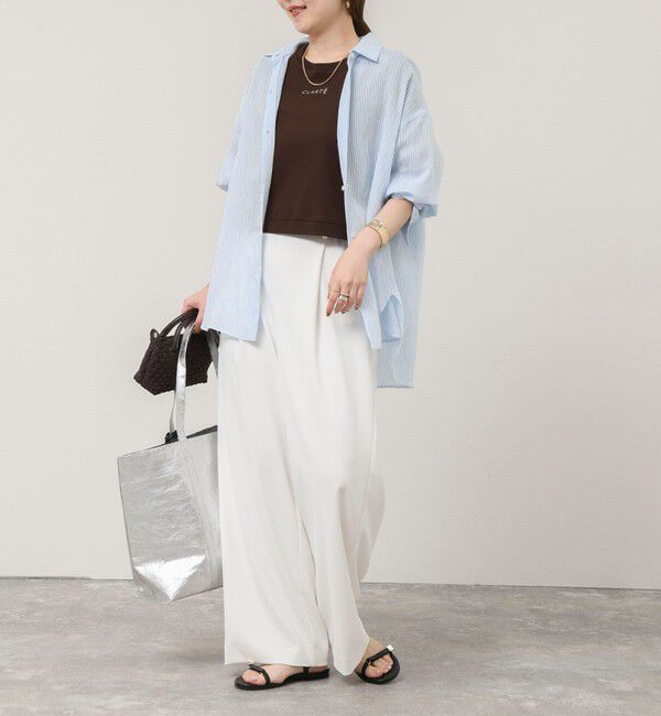 NOLLEY'S sophi「《撥水/汗染み軽減》ショート丈ロゴTシャツ」|Tシャツ・カットソー|