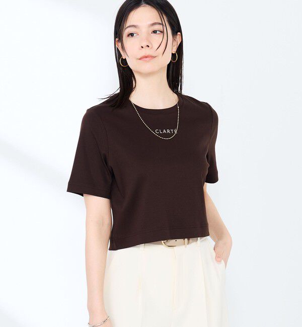 NOLLEY'S sophi「《撥水/汗染み軽減》ショート丈ロゴTシャツ」|Tシャツ・カットソー|