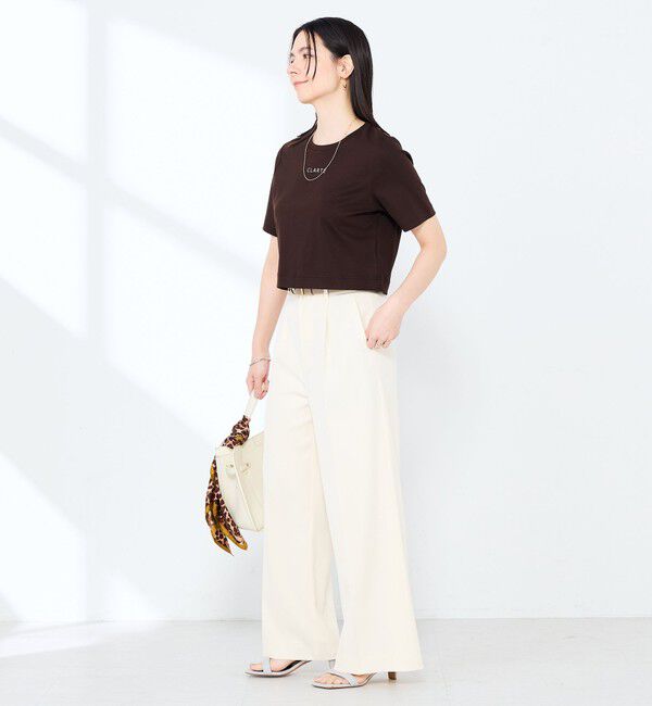 NOLLEY'S sophi「《撥水/汗染み軽減》ショート丈ロゴTシャツ」|Tシャツ・カットソー|