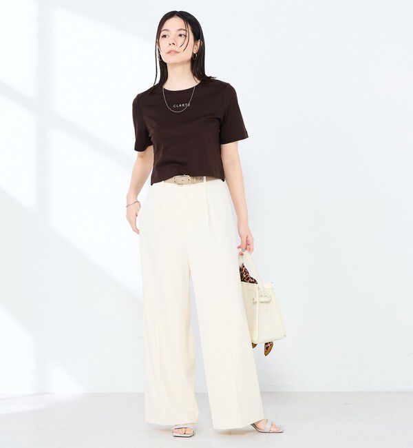 NOLLEY'S sophi「《撥水/汗染み軽減》ショート丈ロゴTシャツ」|Tシャツ・カットソー|