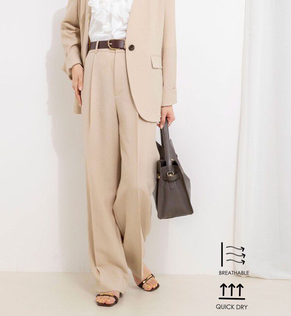 NOLLEY'S「《セットアップ対応》ウォッシャブルストレッチツイル愛されセミワイドパンツ」|その他|ベージュ