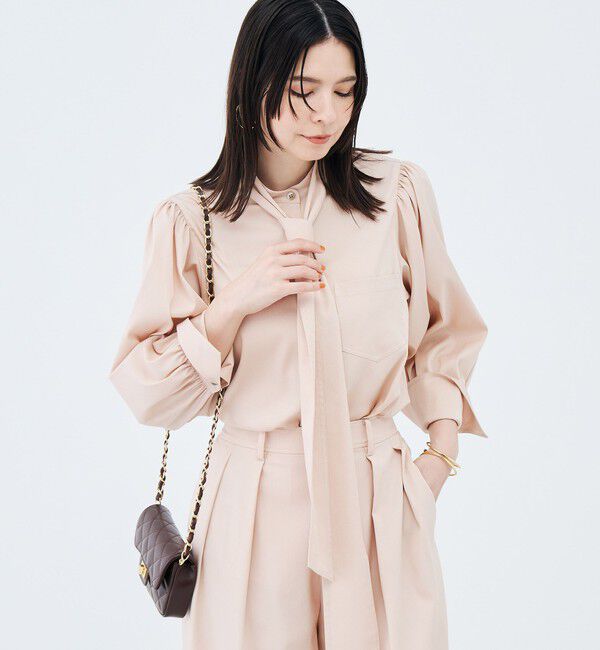 NOLLEY'S sophi「《セットアップ対応》ウォッシャブルバイオツイルボウタイブラウス」|シャツ・ブラウス|ベビーピンク
