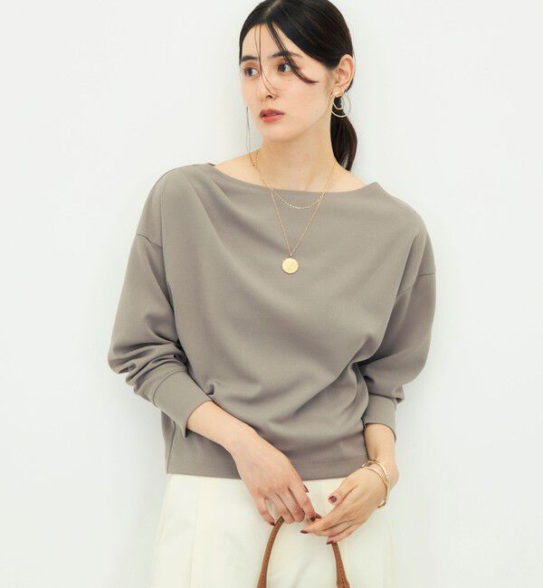 NOLLEY'S sophi「【BECシリーズ】《セットアップ対応》ウォッシャブルライトダンボールジョーゼット2WAYプルオーバー」|Tシャツ・カットソー|カーキ