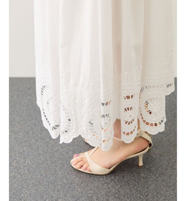 ROPE「INDIAコットンボイルシフリー刺繍サークルフレアスカート/セットアップ対応・イージーケア」|スカート|