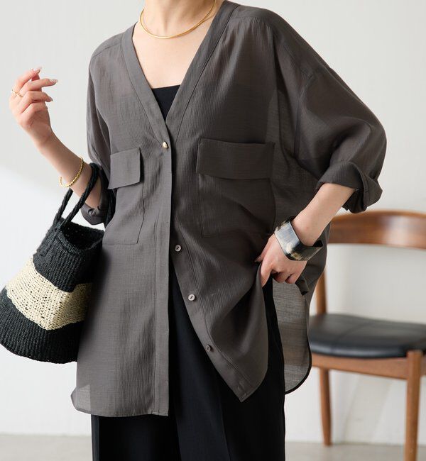  「【ロングシーズン着られる/丈調整可能◎】ヴィンテージライクオーバーシャツ」|シャツ・ブラウス|