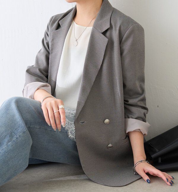 「【リバイバル】ウールライクダブルジャケット／カセット服」|テーラードジャケット|グレーその他1