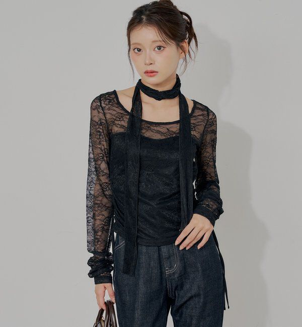  「コルセットデザインレースT」|Tシャツ・カットソー|
