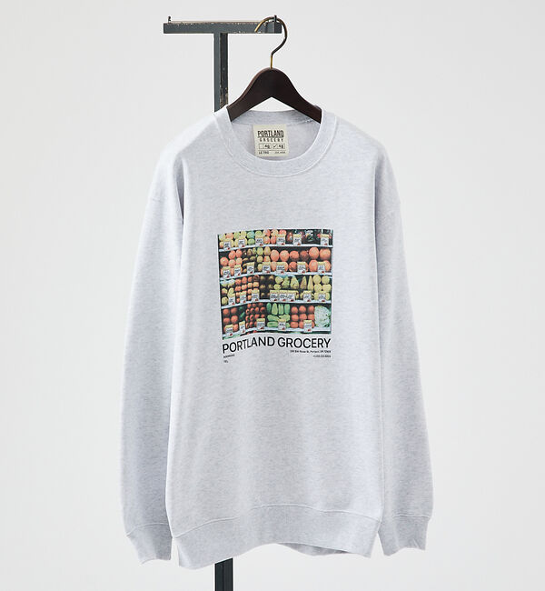 ABAHOUSE「【PORTLAND-GROCERY】グラフィックプリント クルーネックスウェット」|スウェット・ジャージ|グレー