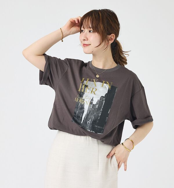 Rouge vif「コットンフォトロゴTシャツ/半袖/洗濯機洗い可」|Tシャツ・カットソー|