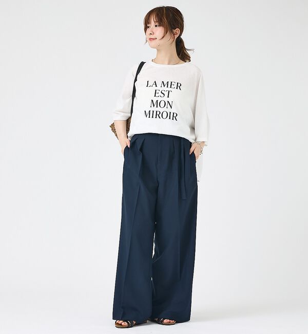 Rouge vif「【人気追加】【3サイズ展開】リネンタッチベルト付きハイウエストパンツ」|その他|