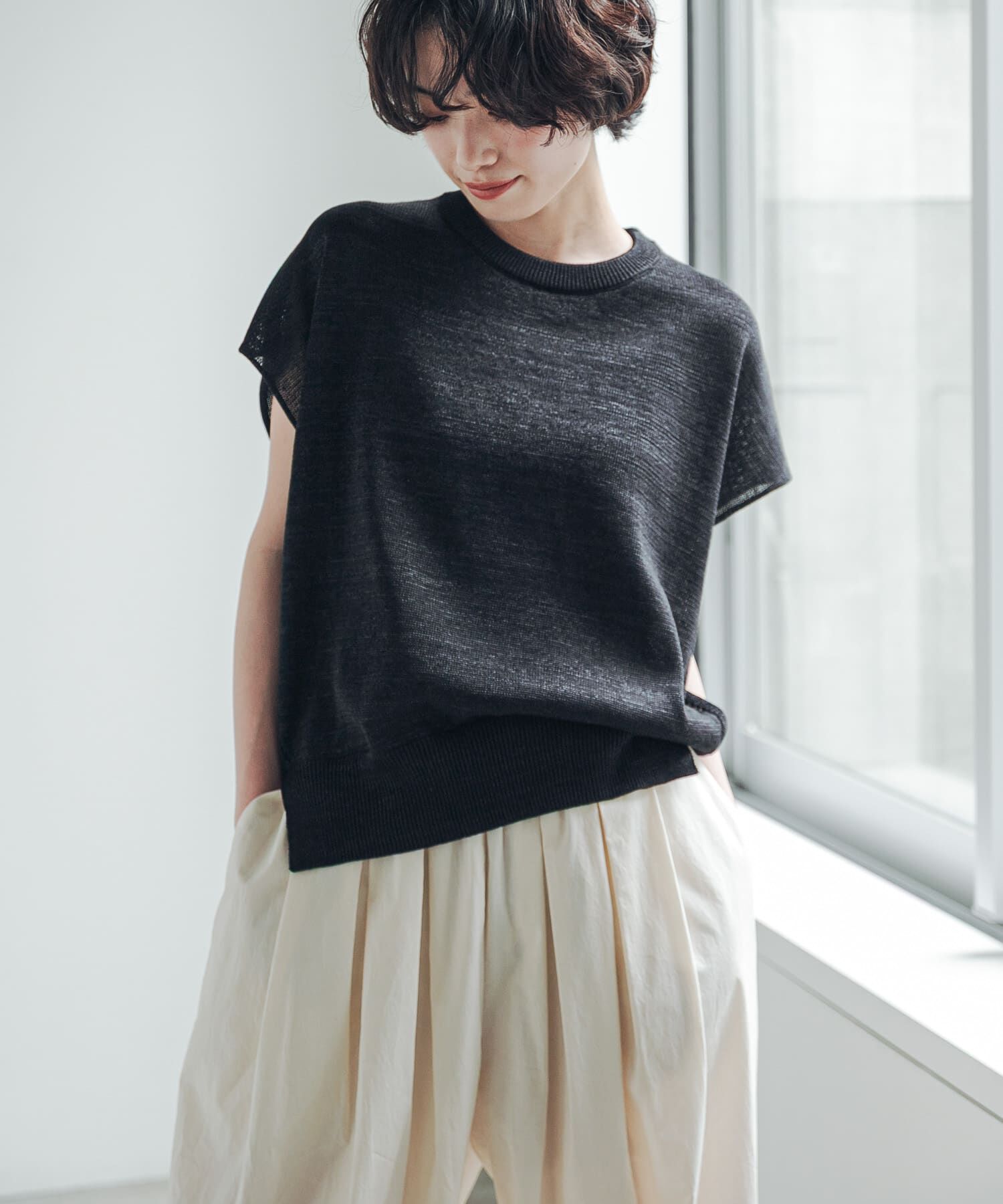 URBAN RESEARCH DOORS「『洗濯可/UVカット』『UR TECH』Aircareフレンチニットプルオーバー」|その他|